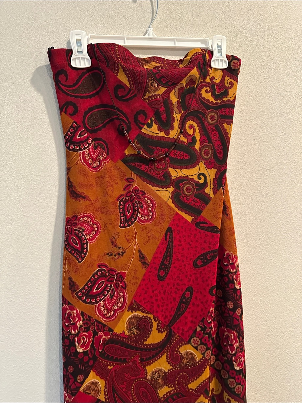 STUNNING Vintage Boho Strapless Paisley Maxi Dress - Picture 6 of 12